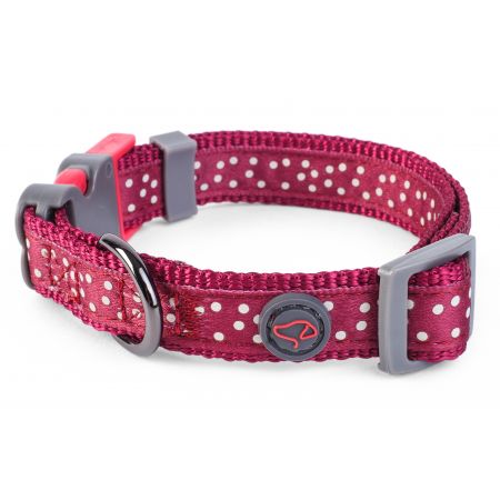 Burgundy Polka L WalkAbout Dog Collar (43cm-71cm)