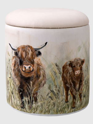 Highland Cow Storage Stool