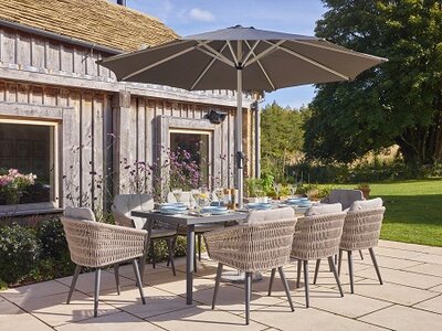 Mauritius Rectangle Dining Table with 8 Chairs & Parasol - image 5