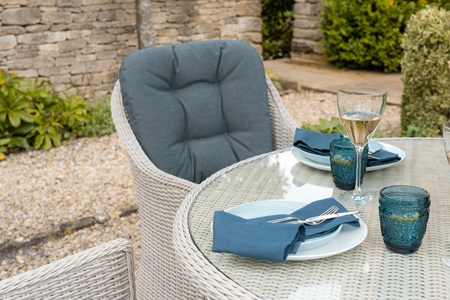 Monterey 120cm Round Table with 4 Armchairs & Parasol - Dove Grey - image 3
