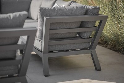 San Marino Modular L-Shape Sofa with Rectangle Piston Ceramic Table Bench & Chair - Slate - image 3